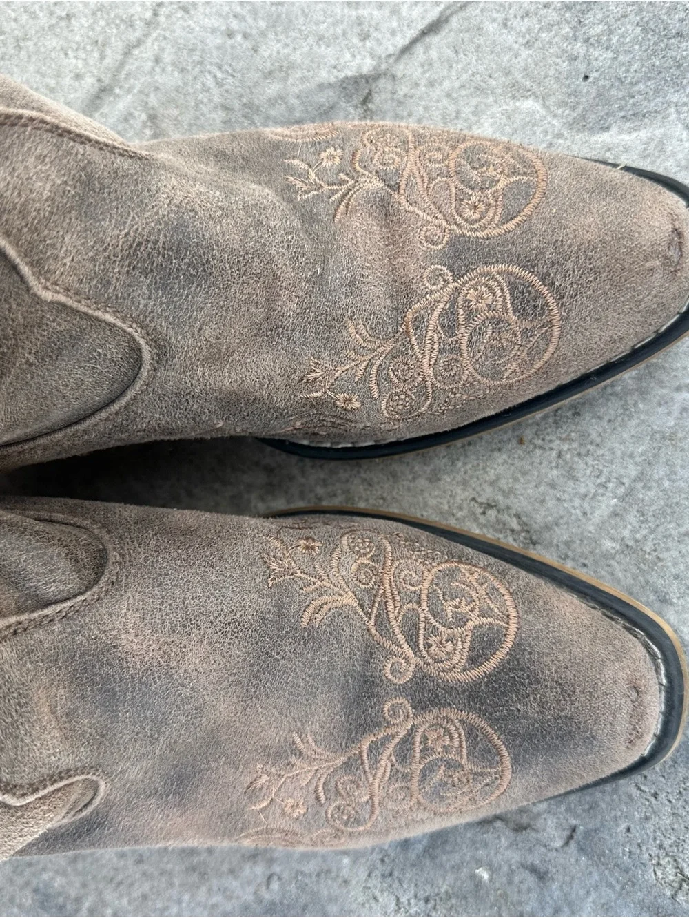 Roper Distressed Gray Embroidered Western Knee-High Boots
